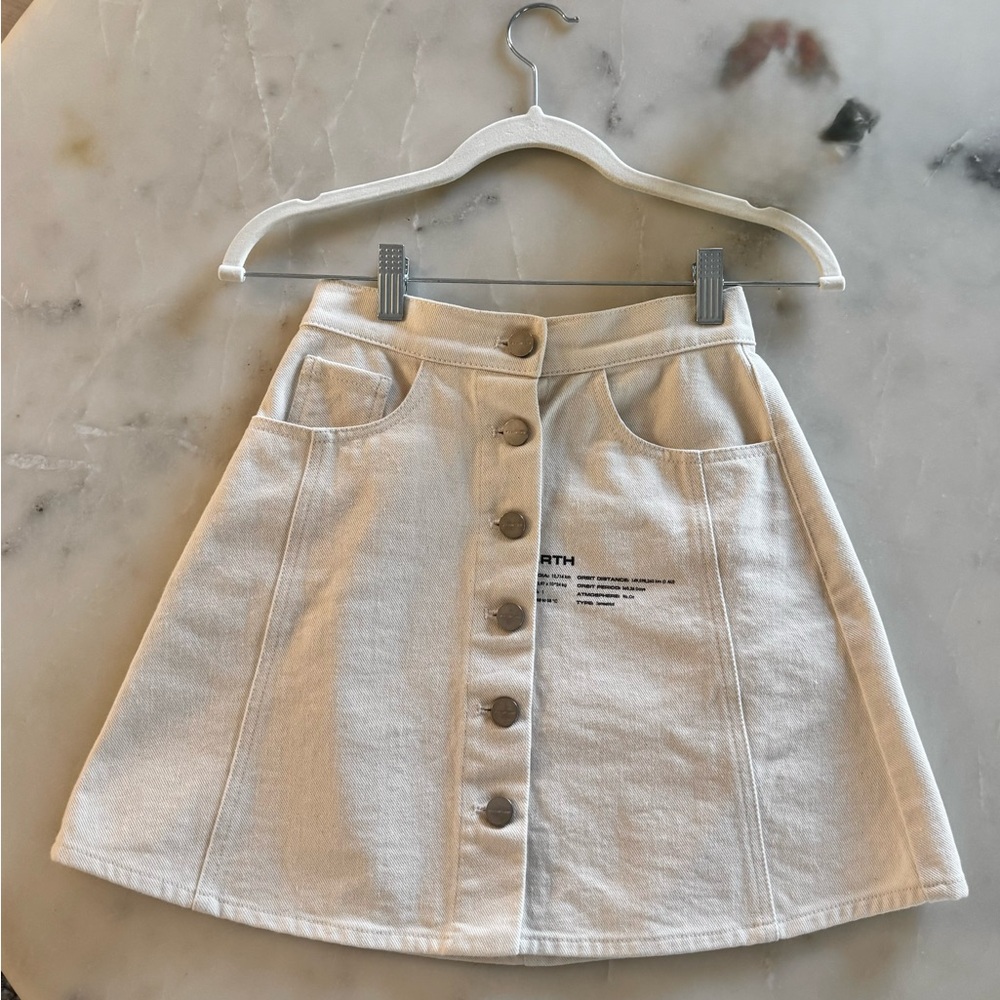 Cream A-Line Mini Skirt for Casual Wear